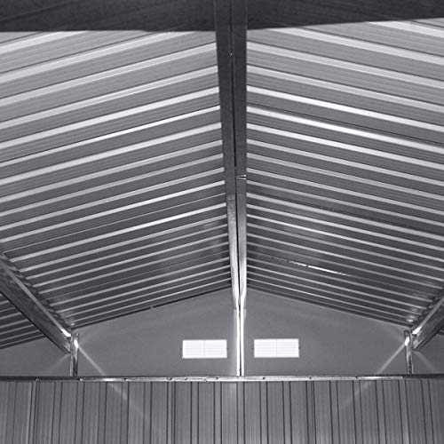 GIANTEX Gartenhaus Gerätehaus Metall, Geräteschuppen Gartenhütte Fahrradschuppen, Gartenschuppen Gartenhaus mit Fundament, Gartengerätehaus mit Schiebtür, Metallgerätehaus Satteldach (Dunkelgrün) – Bild 6