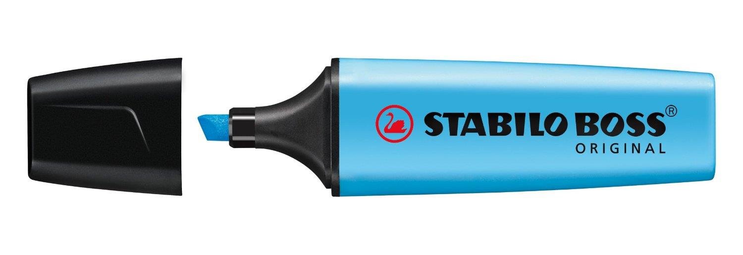 Stabilo Boss Original Highlighter Pen–3"," BLUE, Chisel Tip