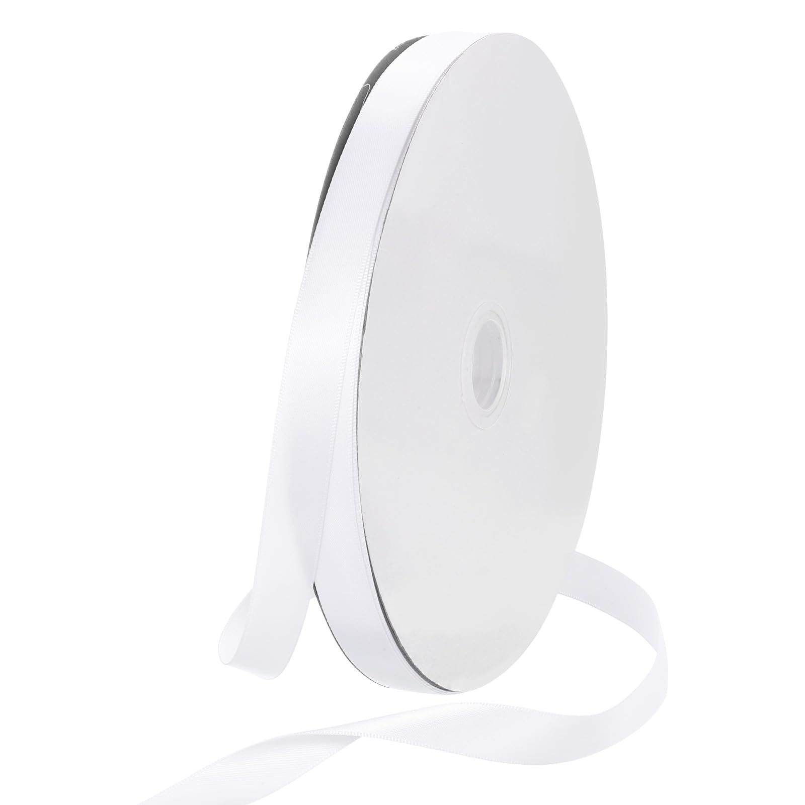 Rebower 15mm Satin Ribbon 91m Thick Double Face Grosgrain Silk Ribbon, [for Gift Wrapping, Hair Bows, Wedding, Cake, Flower] - 100 Yard/300ft/ White