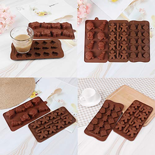 5 Pieces Christmas Silicone Molds, Candy Mold for Chocolate Melts, Cakes, Jelly, Ice Cube, Various Christmas Themed Shapes 3D Silicone Molds for Most Party Cake Decoration - Thumbnail 6
