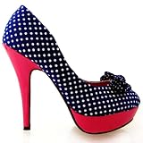 Show Story Womens Hot Polka Dots Bow High Heel Platform Stiletto Pumps,LF30426