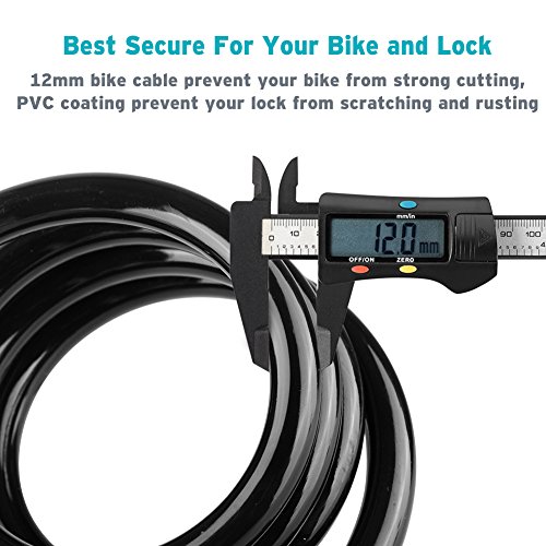image for Titanker Bike Lock, 4ft Bike Locks Cable Coiled Secure Resettable Comb
