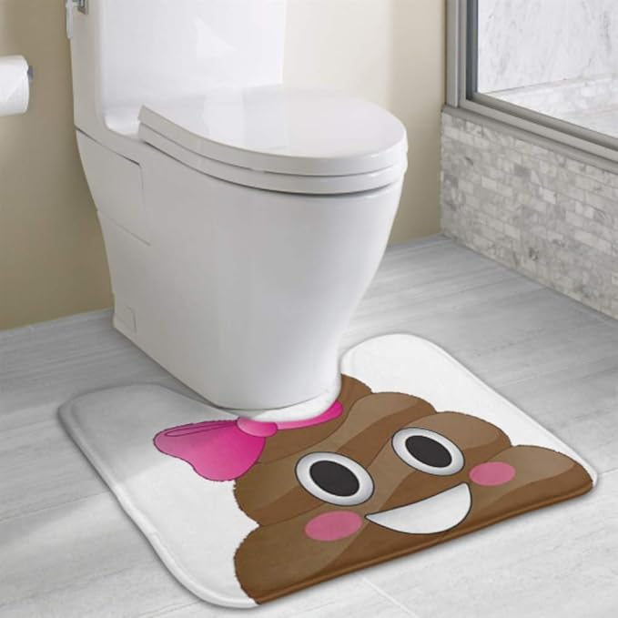 Cute Funny Expression Pink Bow Cutie Poo Bath Rug Around