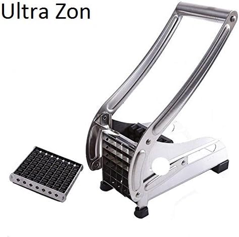 Ultra Zon Stainless Steel Potato Chipper with 2 Blades, Easy Home Made French Fries Cutter