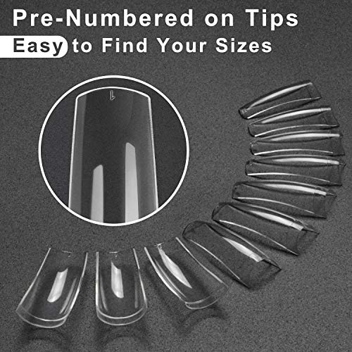 Clear Nail Tips Acrylic Nails - ECBASKET Half Cover French Fake Nail Tips 500pcs with Box False Nail Tips for Nail Salons and DIY Nail Art at Home