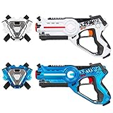 Best Choice Products Set of 2 Kids Laser Tag Blasters w/ Vests, Multiplayer Mode - Blue/White