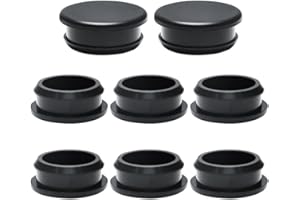 BOPOREAE 8 Pcs 32.6 mm Silicone Rubber Plugs Snap in Locking Hole Plugs for 1-5/16" Round Holes, Longer & Thicker Rubber Stoppers, Tube Pipe End Caps Bathtub Jet Covers, Waterproof Sealing Plugs, Black
