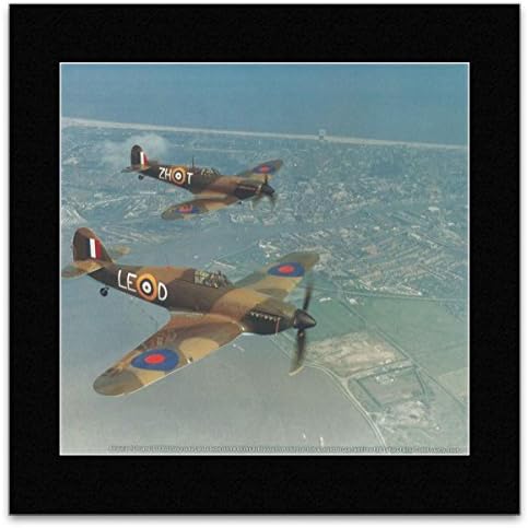 War Birds - A Hawker Hurricane and a Supermarine Spitfire Mini Poster - 40x40cm