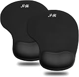 New Horrizon 2 Pack Mouse Mat Black Anti Slip Gel Foam Wrist Support