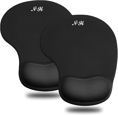 New Horrizon 2 Pack Mouse Mat Black Anti Slip Gel Foam Wrist Support