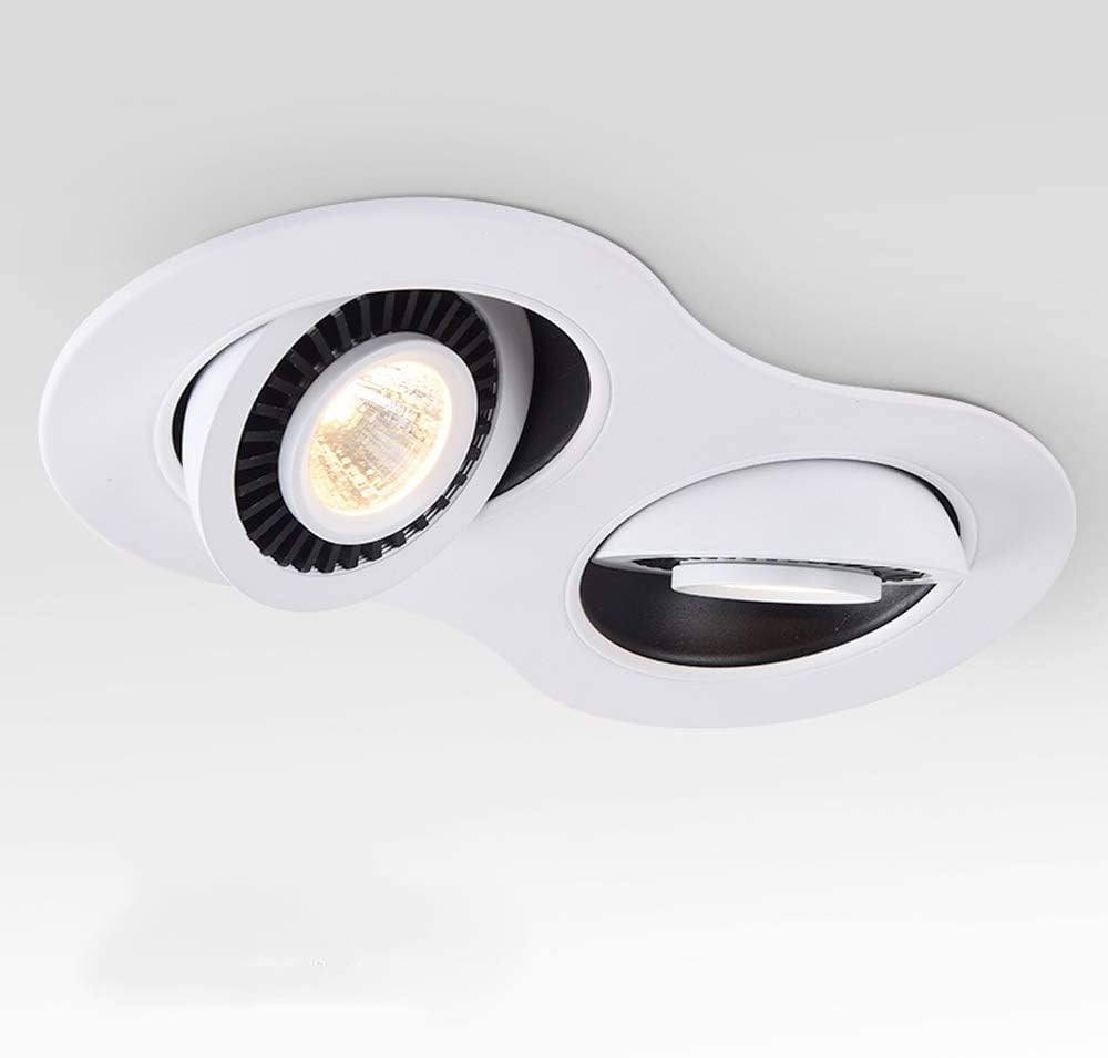 Skingk Spotlights Embedded Led Ceiling Light Double Head Background Wall Gallbladder Light Grille Nordic Angled Downlight COB 7W White Living Room Bedroom Study Clothing Store Hole Spotlight