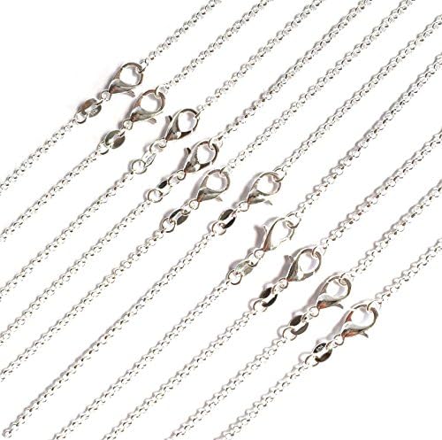10 PCS 925 Silver Plated Copper 2mm Cable Chain Necklaces, 18 Inches 20 Inches 22 Inches 24 Inches (20)