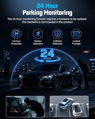 NHOPEEW 5 Canales 360° Dashcam de cámara, grabadora de conducción Delantera 1080P, grabación en Bucle, Monitor de Aparcamiento 24 Horas, detección de Movimiento, visión Nocturna