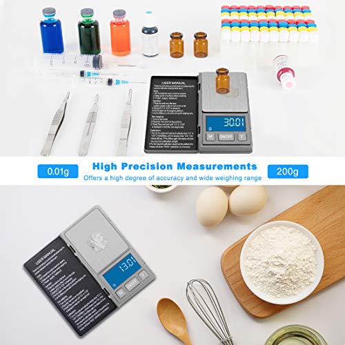 Gram Scale Digital Pocket Scale, 0.01g 200g High Precision, Ultra Slim Weed Scale with Stainless Steel & Large LED Perfect for Measuring Food, Weed, Jewelry, Gold, Coins(Battery Include) - Thumbnail 2