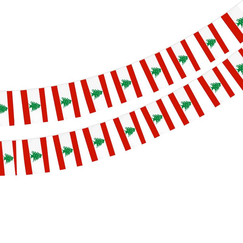 Pandiui23 Lebanon Flag 40pcs Lebanon Flag Lebanon Garland 11.4M