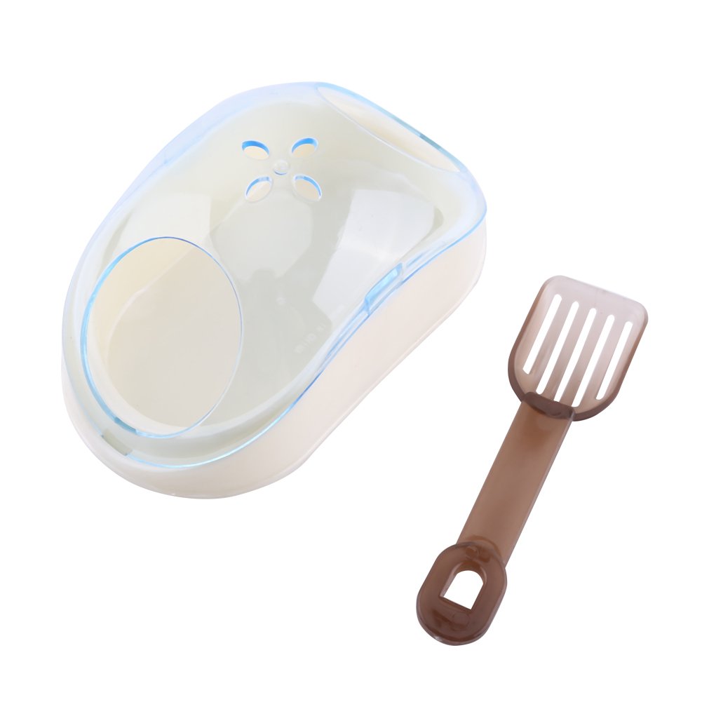 Bathroom for Hamster Plastic Cage Box for Hamster Gerbil Mouse Small Animals with Cleaning Shovel (Blue)