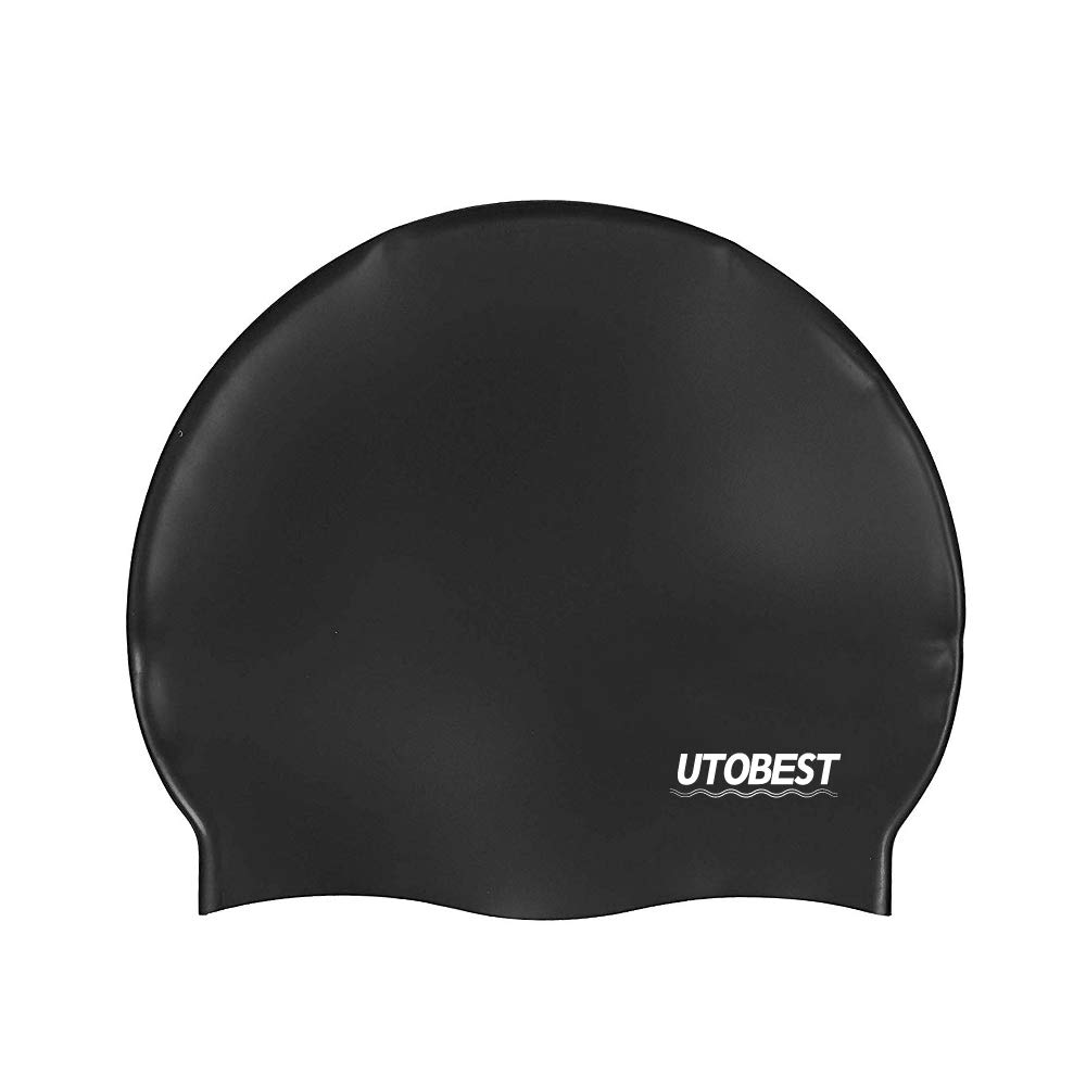 Utobest Silicone Swim Caps For Men Women Black White Adult Youth Swim Cap For Long Hair Swimming Cap