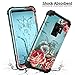 LONTECT Compatible Galaxy S9 Case Floral 3 in 1 Heavy Duty Hybrid Sturdy High Impact Shockproof Protective Cover Case for Samsung Galaxy S9 - Teal/Red Flower