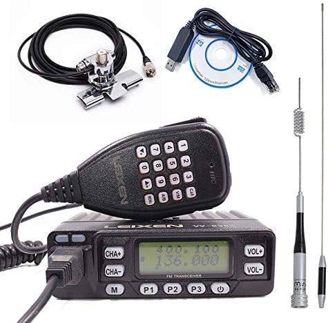 LEIXEN VV-898S Dual Band VHF/UHF 5W/10W/25W Two Way Radio Car Mobile Radio Tranceiver Amateur Ham with USB Programming Cable+ Dual Band Antenna Set