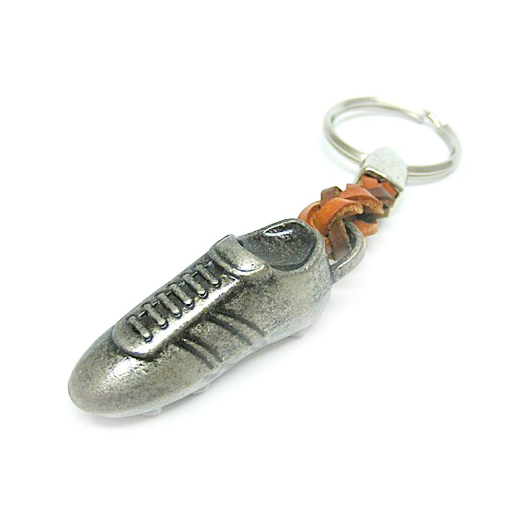 Key Pendant Football Shoe, Metal Key Ring, Thickness 2 mm, Imitation Leather Band, Total Length Approx. 10 cm Travel Present Deco