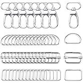 LUNARM Metal Hook Ring with Swivel Clasps Slide Buckle D-rings Rectangle Ring for Handbag Keychain Pet Collar Sewing