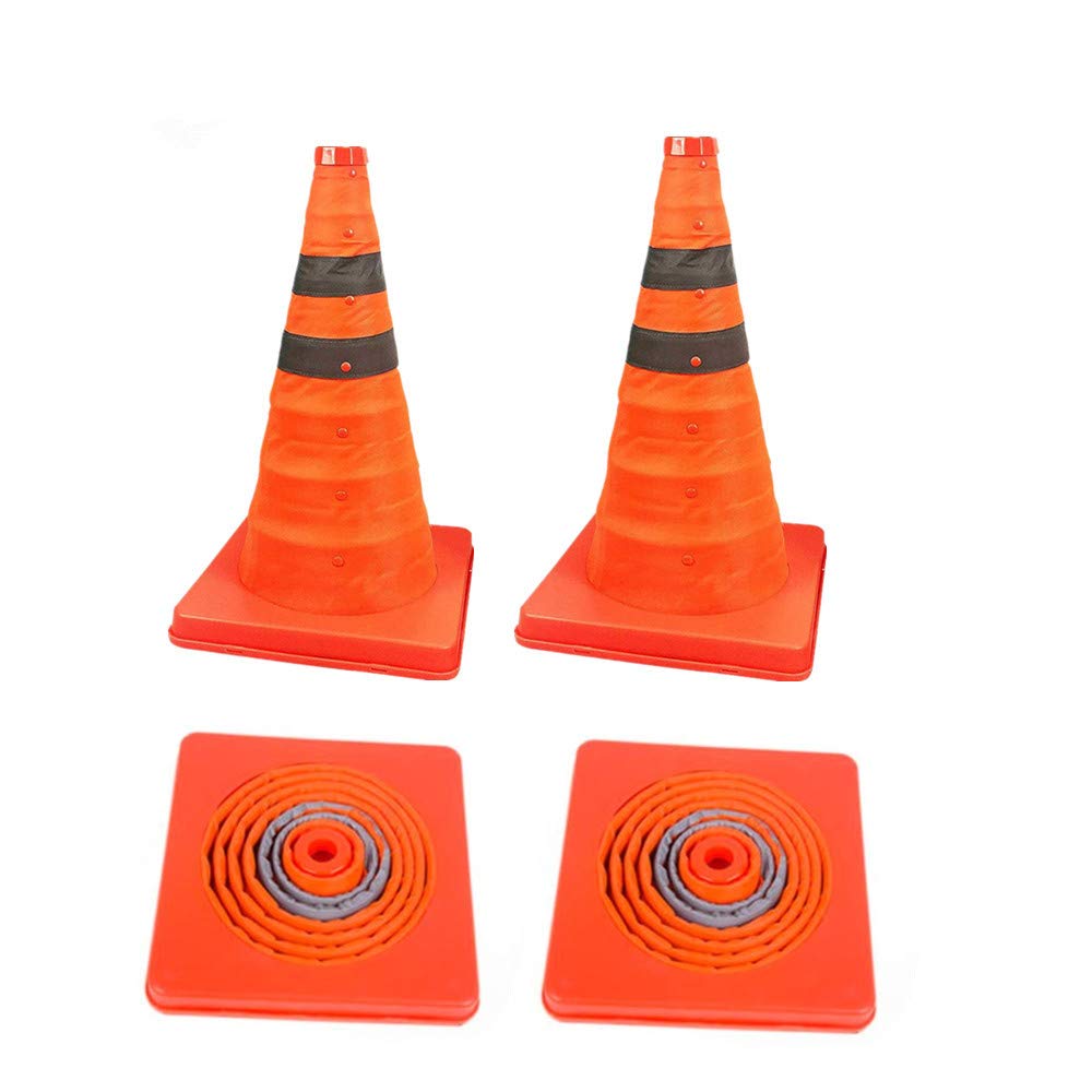4 Pack 18 inch Collapsible Orange Safety Cones/Orange Traffic Cones/Multi Purpose Pop up Reflective Safety Cone,Driving Cones for Training,Parking Cones