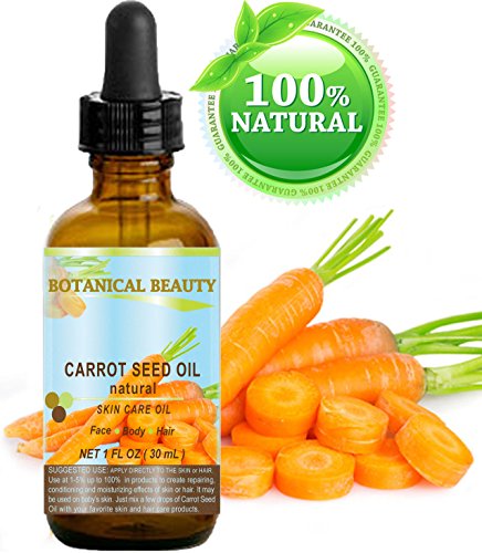 CARROT SEED OIL 100 % Natural Cold Pressed Carrier Oil. 1 Fl.oz.- 30 ml. Skin, Body, Hair and Lip Care. "One of the best oils to rejuvenate and regenerate skin tissues.' by Botanical Beauty