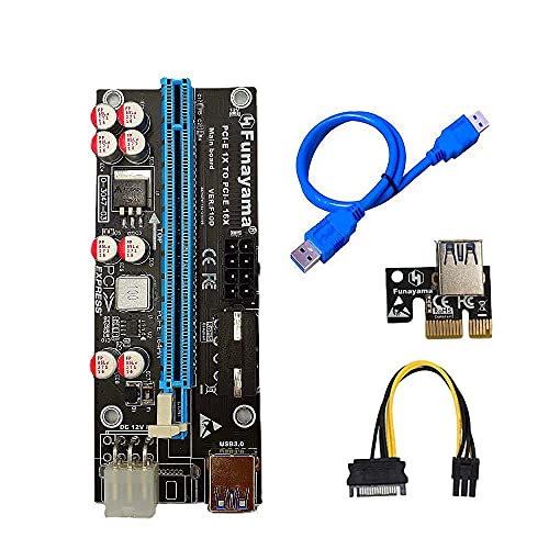 Funayama PCIE Riser, GPU Riser, PCI-E Riser Card PCIe 1x to 16x USB 3.0 ...