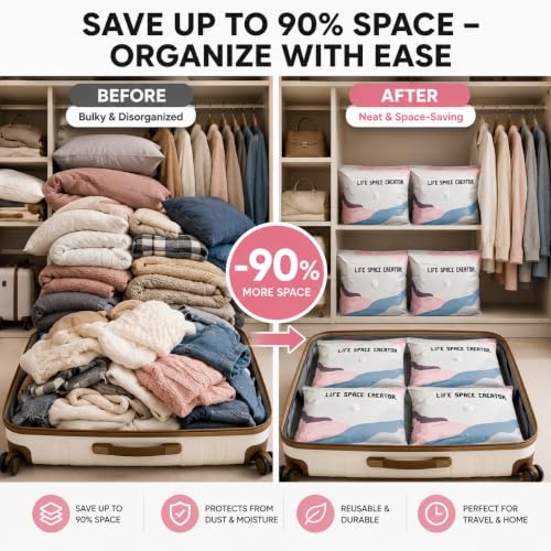 4Pcs No Pump Vacuum Storage Bags, Large Better Life Space Bags Cube photo 10