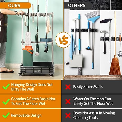 Broom mop Holder Cleaning Supplies Organizer Janitor carts on Wheels Housekeeping Station photo 10