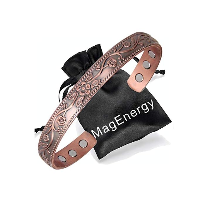Magnetic Copper Bracelet for Women 6.5 inches Adjustable to Fit Most Wrist with Beatiful Box