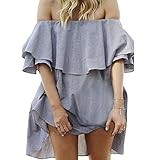 Comemall Women Off-shoulder Strapless Ruffle Dress
