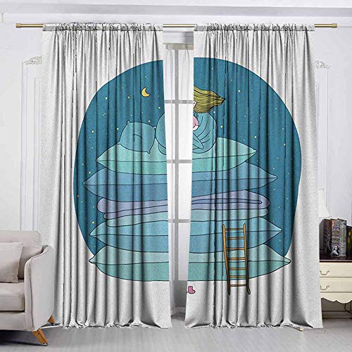 Vividx Rod Pocket Window Curtain Kids Little Girl Sitting On The
