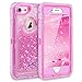 iPhone 7 Case, iPhone 6S Case, Dexnor Glitter 3D Bling Sparkle Flowing Liquid Case Transparent 3 in 1 Shockproof TPU Silicone Core + PC Frame Case Cover for iPhone 7/6s/6 - Pink primary