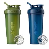 Blender Bottle Classic Loop Top Shaker Bottle, 28-Ounce 2-Pack, Moss/Moss and Navy/Navy