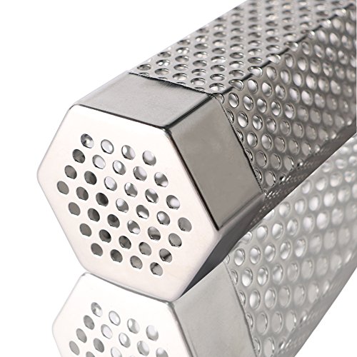 URlighting Pellet Smoker Tube - 12" Stainless Steel Smoker Pipe BBQ Pellets Grill With Brush and S-hooks for Cold & Hot Smoking, Suitable for Any Grill and Smoker (Hexagon) - Thumbnail 5