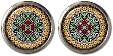 Mandala Glass Cabochon Earrings OM Symbol Buddhism Vintage Stud Earrings For Women Online Shopping India Jewelry (4)