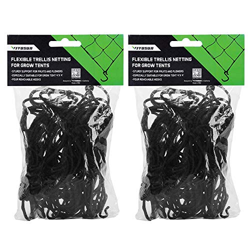 VIVOSUN 2-Pack 3x3FT Elastic Trellis Netting with Hooks for Grow Tents