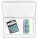 mDesign Office Supplies Desk Organizer Box with Lid for Staplers, Scissors, Pens, Sticky Notes, Highlighters, Tape - Clear