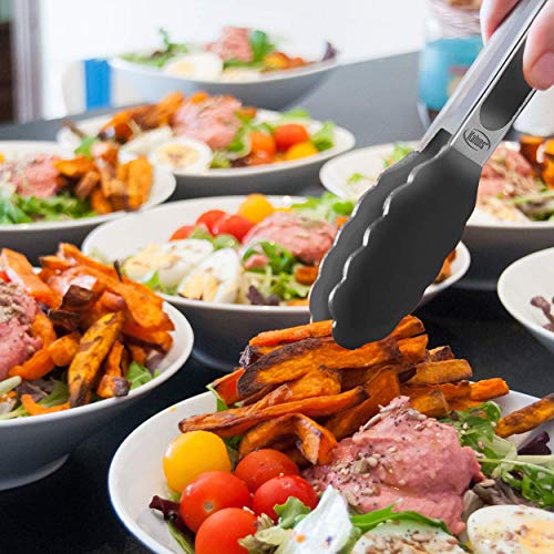 Kaluns 5-Piece Spatula set Black Includes 4 Silicone Spatulas and One 9" Tong, Rubber Kitchen Tools for Cooking, Baking and Mixing, Strong Stainless steel core design, Non-stick, 600F Heat resistant - Thumbnail 6