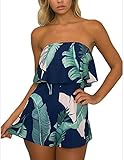 LiMiCao Floral Romper Strapless Beach Shorts Off Shoulder Jumpsuit For Women,Romper 1,X-Large