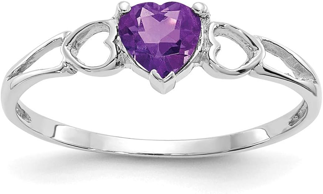 9ct White Gold Genuine Amethyst Birthstone Ring, Size M Amazon.co.uk Jewellery
