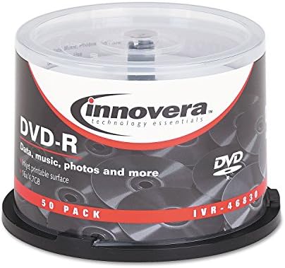 Innovera 46830 DVD-R Discs, Hub Printable, 4.7Gb, 16X, Spindle, Matte White, 50 per Pack