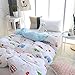 J-pinno Boys Girls Cartoon Duvet Cover + Pillowcase Set, Zipper Closure, 100% Cotton for Kids Crib Toddler Bedding Decoration Gift (Blue)