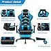 Furmax Gaming Chair High Back Office Racing Chair, Ergonomic Swivel Computer Chair Executive Leather Desk Chair with Footrest, Bucket Seat and Lumbar Support (Blue)
