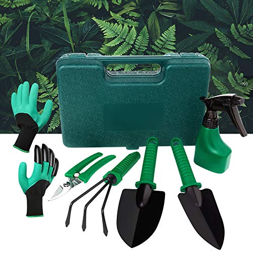 Gardening-Gifts Garden Tools Set Gardening Tools Set for Women Men Kid, Gardening Gloves Shears Portable Box Steel Garden Hand Tool Kit, Vegetable Herb Indoor Outdoor Storage Toolbox Gardener Supplies