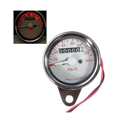 DLLL White 0-140 KMH Universal Motorcycle Odometer Speedometer Gauge Test Miles Speed Meter Backlight Night Light for ATV Honda Yamaha Suzuki Harley