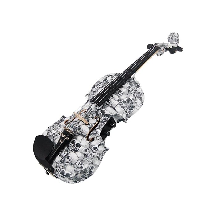 Kinglos 4/4 Black White Skull Colored Solid Wood Acoustic/Electric