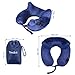 Ymiko Inflatable Travel Pillow, Height-Adjustable Soft Washable Velvet Push Inflatable Travel Neck Pillow with Carrying Bag Sleeping On Airplane, Car, Train and Home, Blue