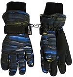N'Ice Caps Kids Cold Weather Waterproof Camo Print Thinsulate Ski Gloves (6-8 Years, Neon Laser Stripe)